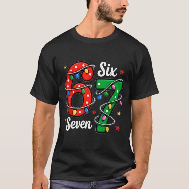 Camiseta 67 Meme Six Seven Funny Christmas Pajamas Boys Gir (Frente)