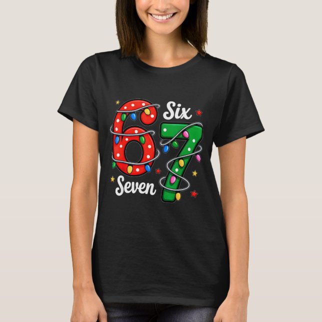 Camiseta 67 Meme Six Seven Funny Christmas Pajamas Boys Gir (Frente)