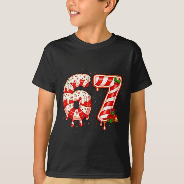 Camiseta 67 Meme Six Seven Merry Christmas Xmas Cream Drip  (Frente)