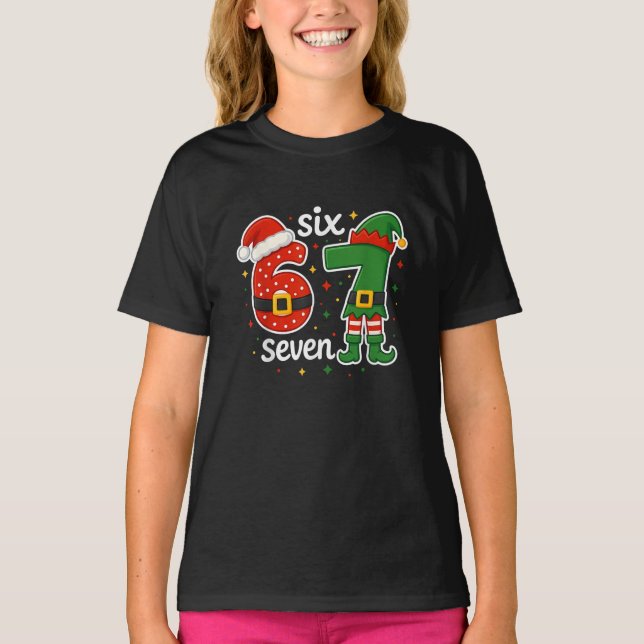 Camiseta 67 Meme Six Seven Natal (Frente)