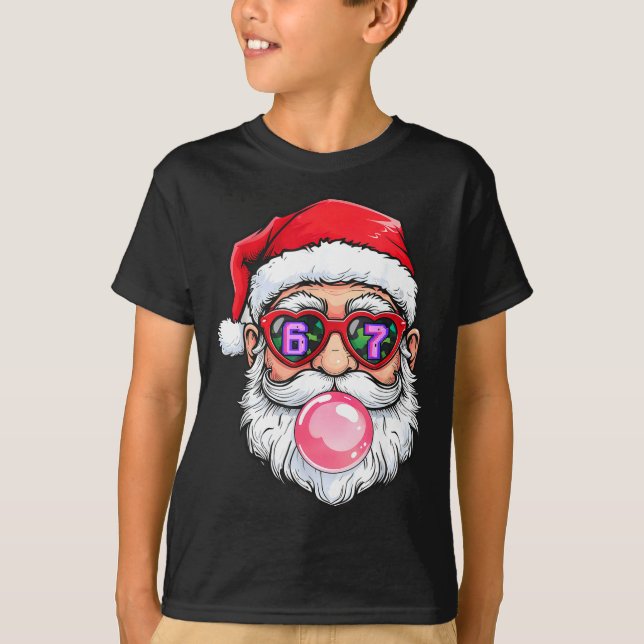 Camiseta 67 Meme Six Seven Number 6-7 6 7 Funny Santa Xmas  (Frente)