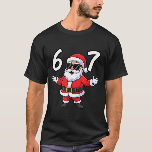 Camiseta 67 Meme Six Seven Number 6 7 Santa Xmas Christmas  (Frente)
