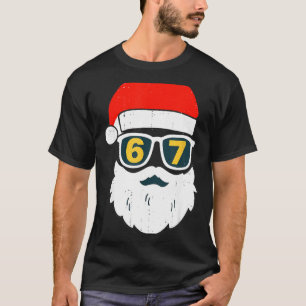 Camiseta 67 Meme Six Seven Rosto de Papai Noel Crianças Hom