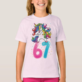 Camiseta 67 Meme Unicórnio para Meninas Seis Sete Geração A