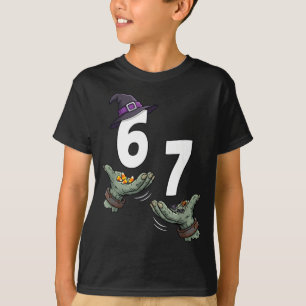 Camiseta 67 meninas de halloween bruxa seis sete 6 7 meme t