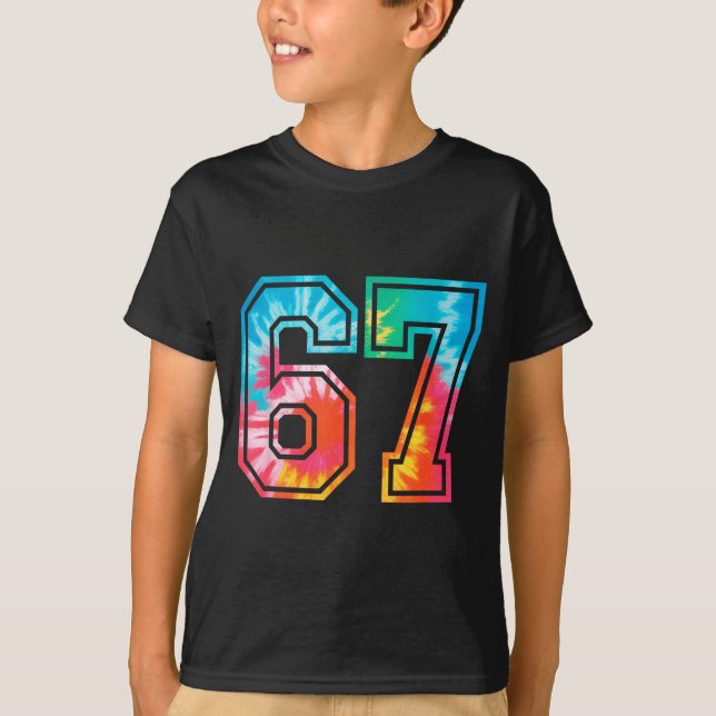 Camiseta 67 Number Meme Funny Six Seven Tie Dye Gen Alpha S (Frente)