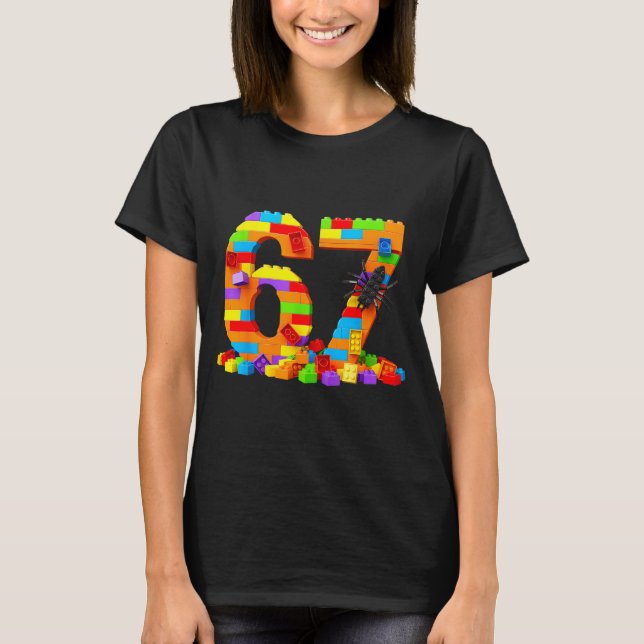 Camiseta 67 Number Meme Six Seven 6 7 Building Blocks Gen A (Frente)