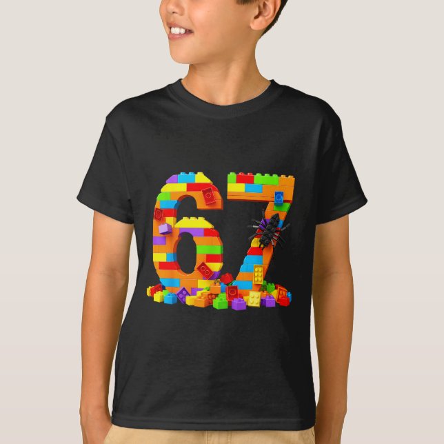 Camiseta 67 Number Meme Six Seven 6 7 Building Blocks Gen A (Frente)