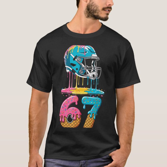 Camiseta 67 Player 67th Birthday Ice Cream American Footbal (Frente)