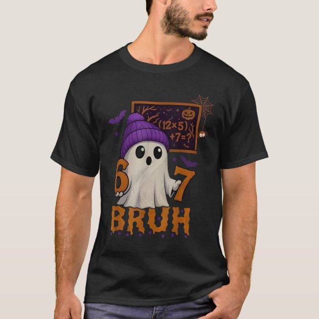 Camiseta 67 Professor Fantasma de Halloween Seis Sete Meme  (Frente)