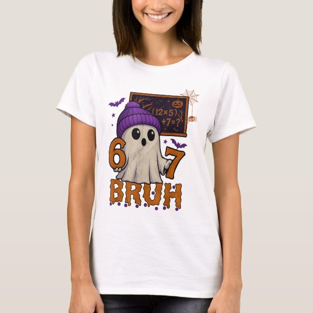 Camiseta 67 Professor Fantasma de Halloween Seis Sete Meme  (Frente)