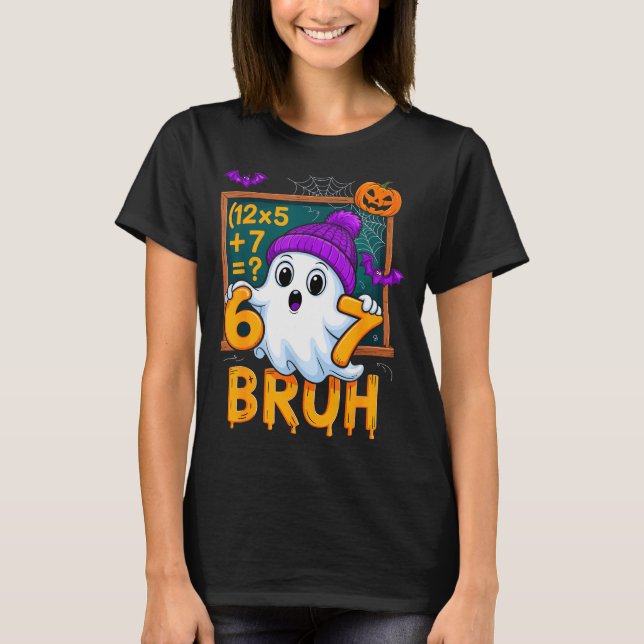 Camiseta 67 Professor Fantasma de Halloween Seis Sete Meme  (Frente)