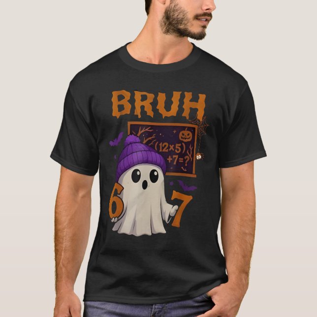Camiseta 67 Professor Fantasma de Halloween Seis Sete Meme  (Frente)