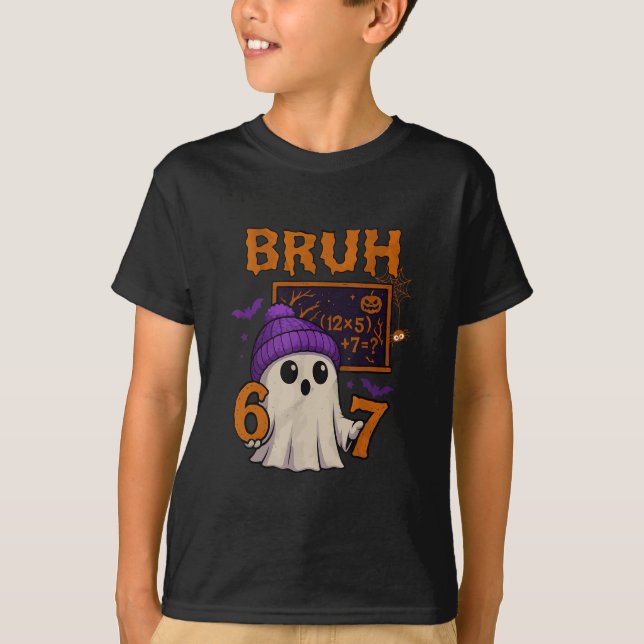 Camiseta 67 Professor Fantasma de Halloween Seis Sete Meme  (Frente)