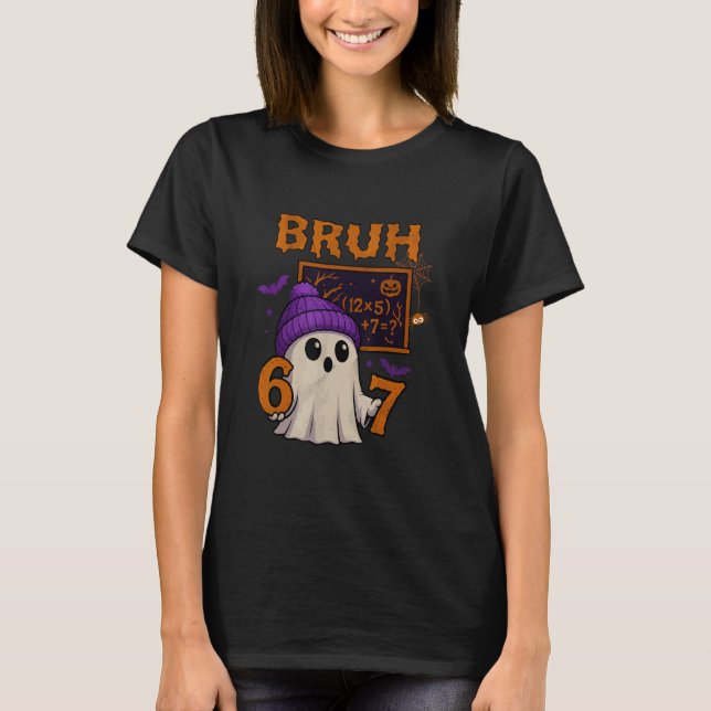 Camiseta 67 Professor Fantasma de Halloween Seis Sete Meme  (Frente)