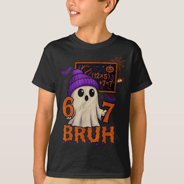Camiseta 67 Professor Fantasma de Halloween Seis Sete Meme  (Frente)
