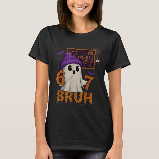 Camiseta 67 Professor Fantasma de Halloween Seis Sete Meme  (Frente)
