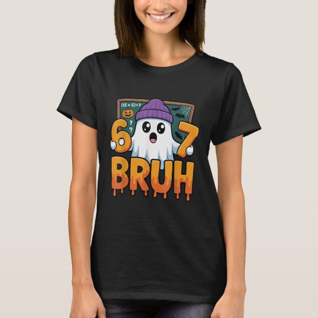 Camiseta 67 Professor Fantasma Seis Sete Meme Equação Matem (Frente)