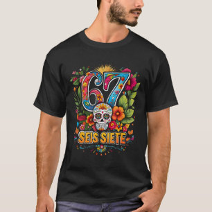 Camiseta 67 Seis Siete Colorido Meme Mexicano Desenho de Ar