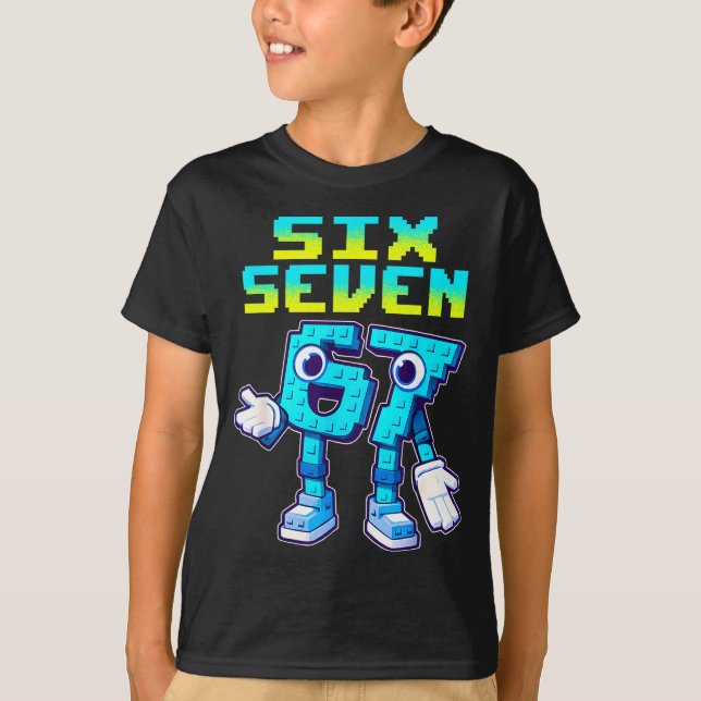 Camiseta 67 Six Seven 6-7 Funny Italian Brainrot Kids Gamin (Frente)