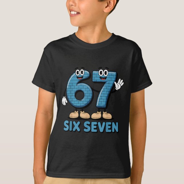 Camiseta 67 Six Seven 6-7 Funny Italian Brainrot Kids Gamin (Frente)
