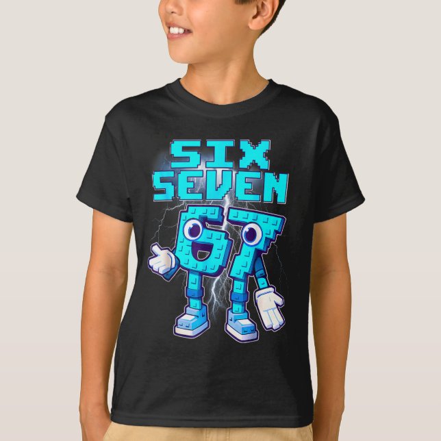 Camiseta 67 Six Seven 6-7 Funny Italian Brainrot Meme Kids  (Frente)