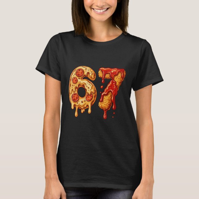 Camiseta 67 Six Seven 6-7 Pizza E Nugget De Frango - Brainr (Frente)