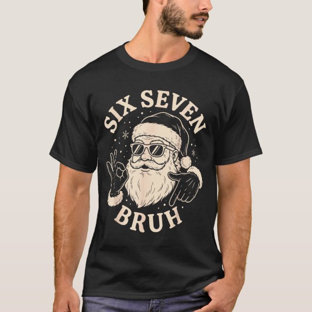 Camiseta 67 Six Seven Bruh Funny Christmas Santa 6 7 Meme  (Frente)