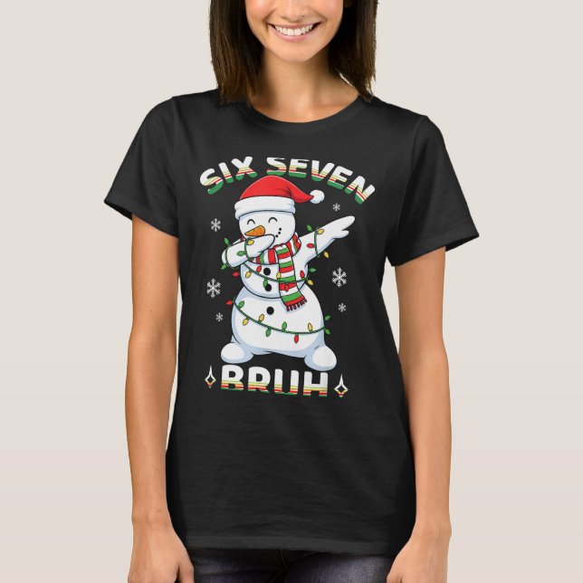 Camiseta 67 Six Seven Bruh Meme Funny Dabbing Snowman Chris (Frente)