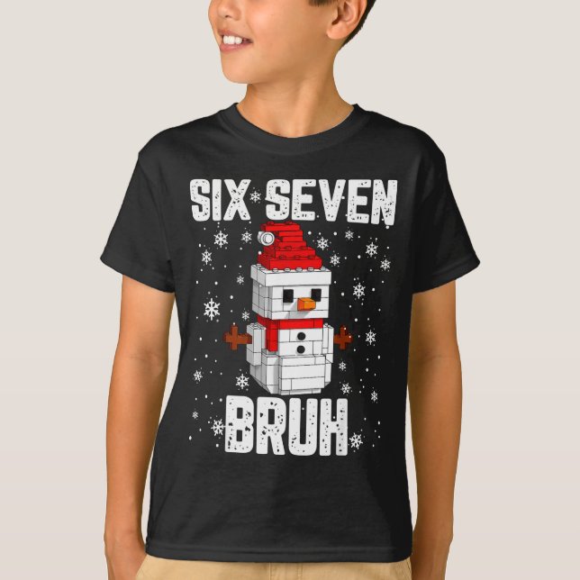 Camiseta 67 Six Seven Bruh Snowman Building Blocks Christma (Frente)
