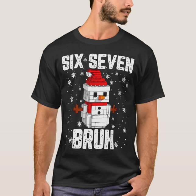 Camiseta 67 Six Seven Bruh Snowman Building Blocks Christma (Frente)