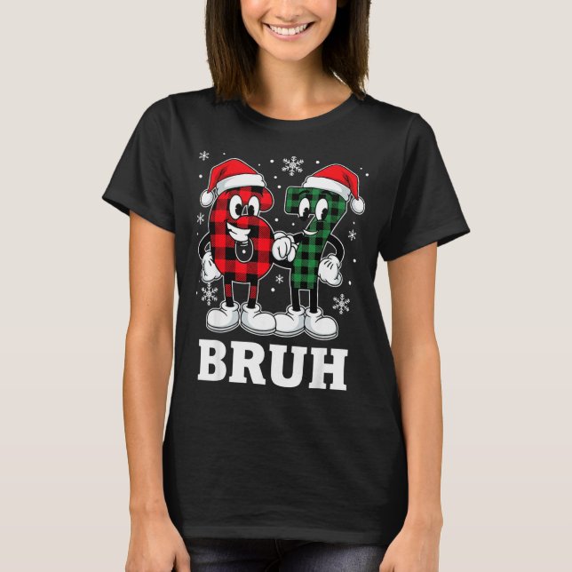 Camiseta 67 Six Seven Christmas Bruh Funny Italian Brainrot (Frente)