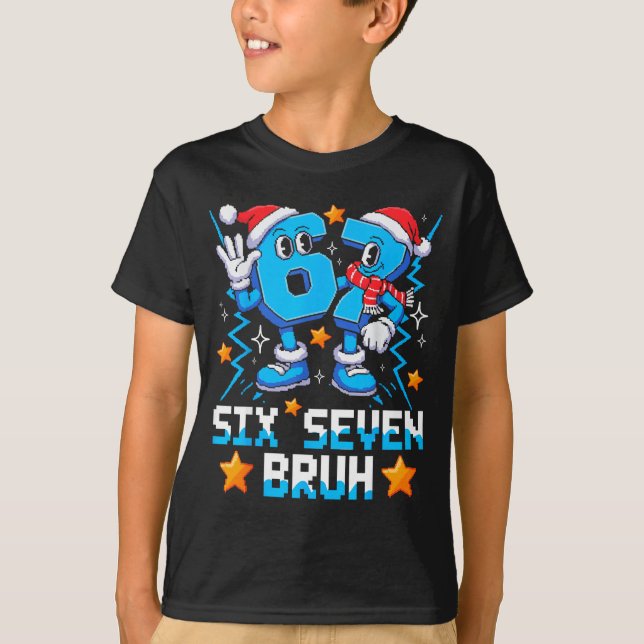 Camiseta 67 Six Seven Christmas Bruh Funny Italian Brainrot (Frente)