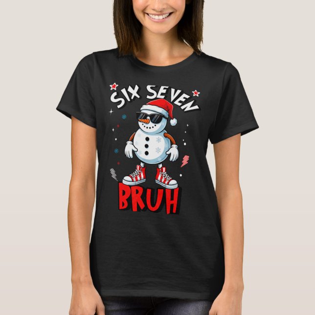 Camiseta 67 Six Seven Christmas Bruh Snowman Funny Kids Boy (Frente)