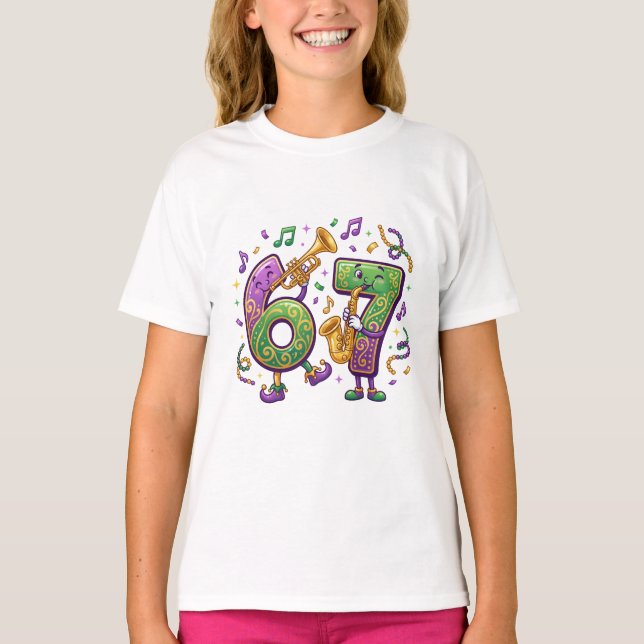 Camiseta 67 Six Seven Fun Retro Mardi Gras  (Frente)