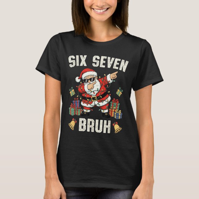 Camiseta 67 Six Seven Funny Christmas 6 7 Meme Santa Dabbin (Frente)