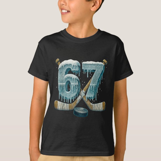 Camiseta 67 Six Seven Hockey Drip Number Funny 6 7 Meme  (Frente)