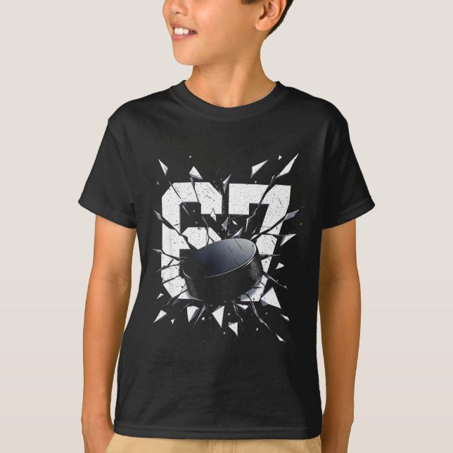 Camiseta 67 Six Seven Hockey Gen Alpha Brainrot Meme  (Frente)