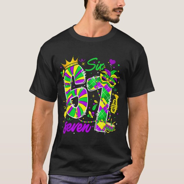 Camiseta 67 Six Seven Mardi Gras Carnival New Orleans Fleur (Frente)