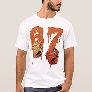 Camiseta 67 Sorvete Derretendo Luvas de Beisebol Meme