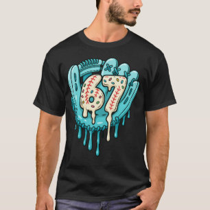 Camiseta 67 Sorvete Drip Engraçado Seis Sete Beisebol
