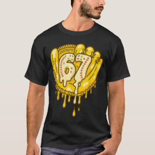 Camiseta 67 Sorvete Drip Engraçado Seis Sete Beisebol