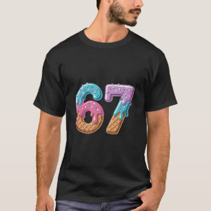 Camiseta 67 Sorvete Drip Engraçado Seis Sete Meme Número 6
