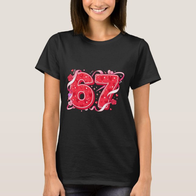 Camiseta 67 Sorvete Drip Meme Engraçado Seis Sete Dia dos N (Frente)
