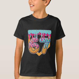 Camiseta 67 Sorvete Drip Meme Six Seven Gíria Gen Alpha
