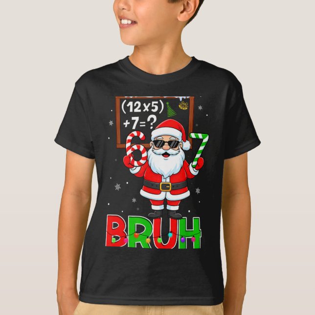 Camiseta 67 Teacher Christmas Santa Six Seven Meme Math Equ (Frente)
