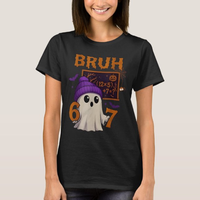 Camiseta 67 Teacher Halloween Ghost Six Seven Meme Math Equ (Frente)