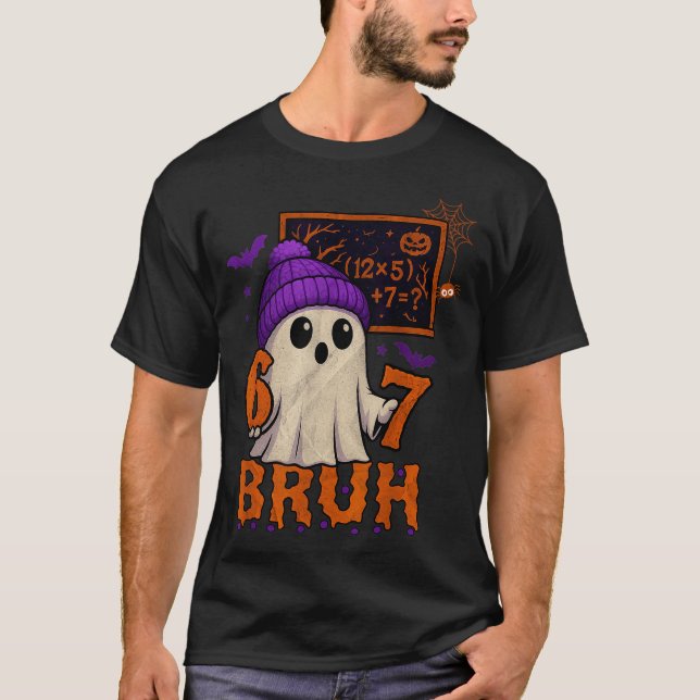 Camiseta 67 Teacher Halloween Ghost Six Seven Meme Math Equ (Frente)