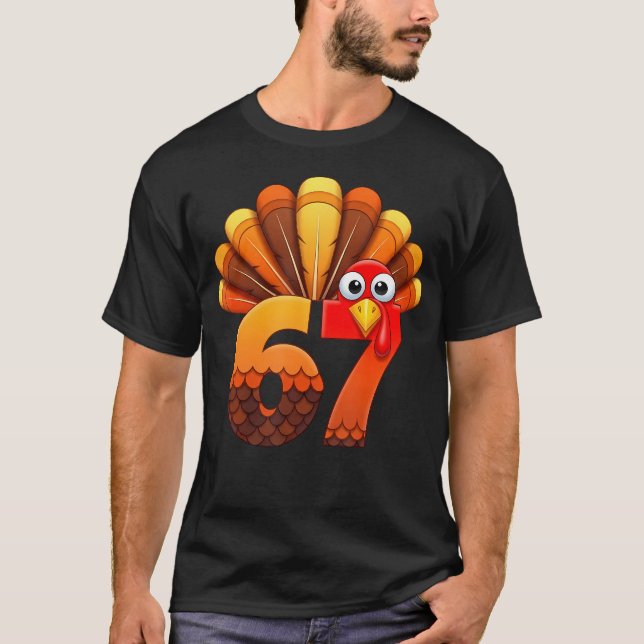 Camiseta 67 Thanksgiving Funny Turkey Costume Six Seven Mem (Frente)