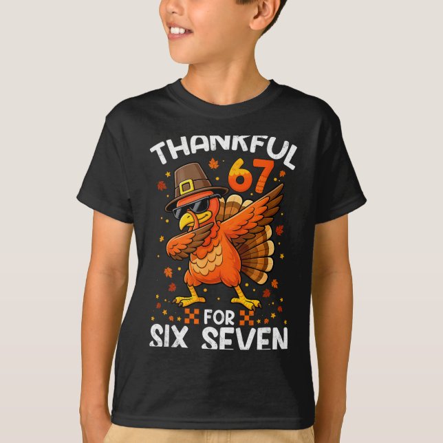 Camiseta 67 Thanksgiving Turkey Thankful For Six Seven 6 7  (Frente)